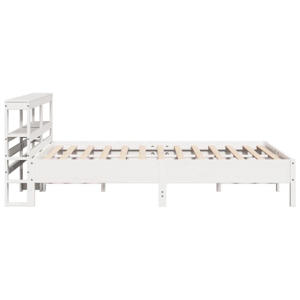 vidaXL Bed Frame without Mattress White 150x200 cm King Size Solid Wood Pine 5