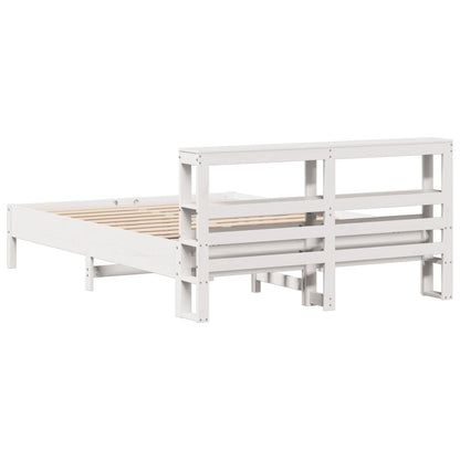 vidaXL Bed Frame without Mattress White 150x200 cm King Size Solid Wood Pine 6