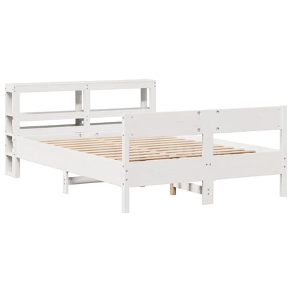 vidaXL Bed Frame without Mattress White 150x200 cm King Size Solid Wood Pine 3