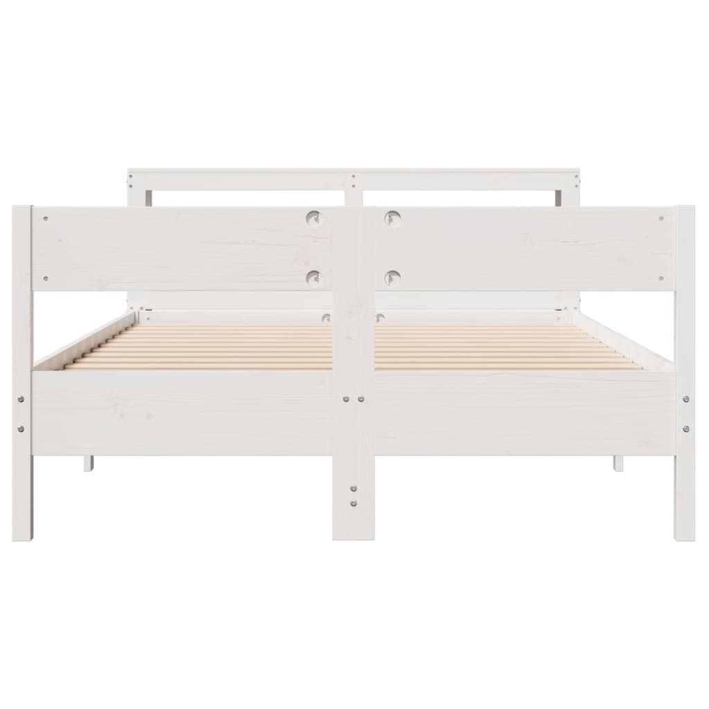 vidaXL Bed Frame without Mattress White 150x200 cm King Size Solid Wood Pine 4