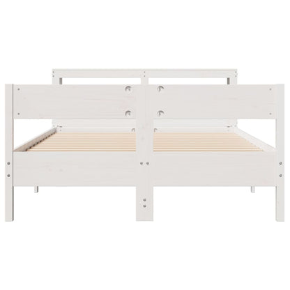 vidaXL Bed Frame without Mattress White 150x200 cm King Size Solid Wood Pine 4
