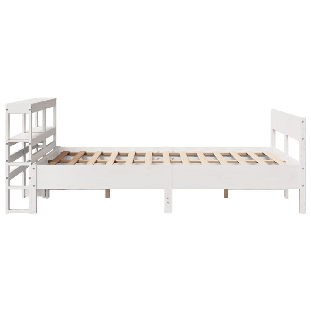 vidaXL Bed Frame without Mattress White 150x200 cm King Size Solid Wood Pine 5