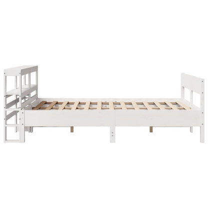 vidaXL Bed Frame without Mattress White 150x200 cm King Size Solid Wood Pine 5