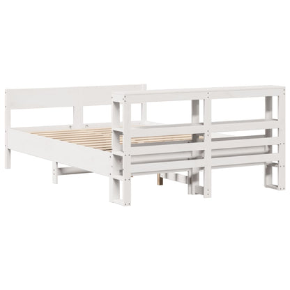 vidaXL Bed Frame without Mattress White 150x200 cm King Size Solid Wood Pine 6