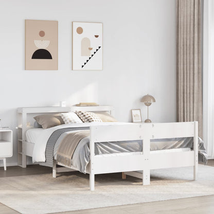 vidaXL Bed Frame without Mattress White 150x200 cm King Size Solid Wood Pine 1