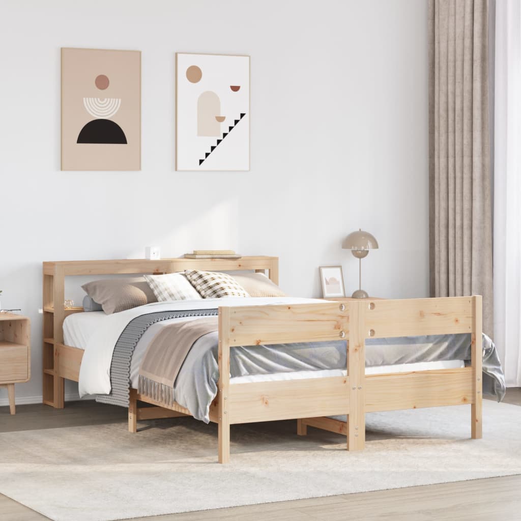 vidaXL Bed Frame without Mattress 140x200 cm Solid Wood Pine 1