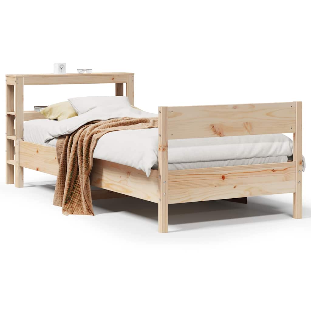 Bed Frame without Mattress Solid Wood Pine Length 190 cm Natural 75 cm