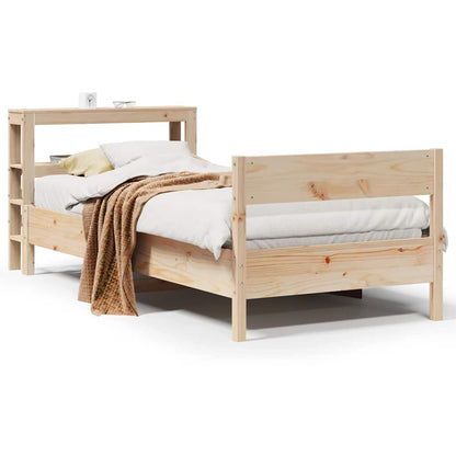Bed Frame without Mattress Solid Wood Pine Length 190 cm Natural 75 cm