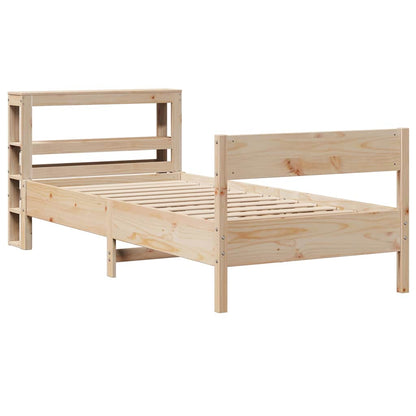 Bed Frame without Mattress Solid Wood Pine Length 190 cm Natural 75 cm