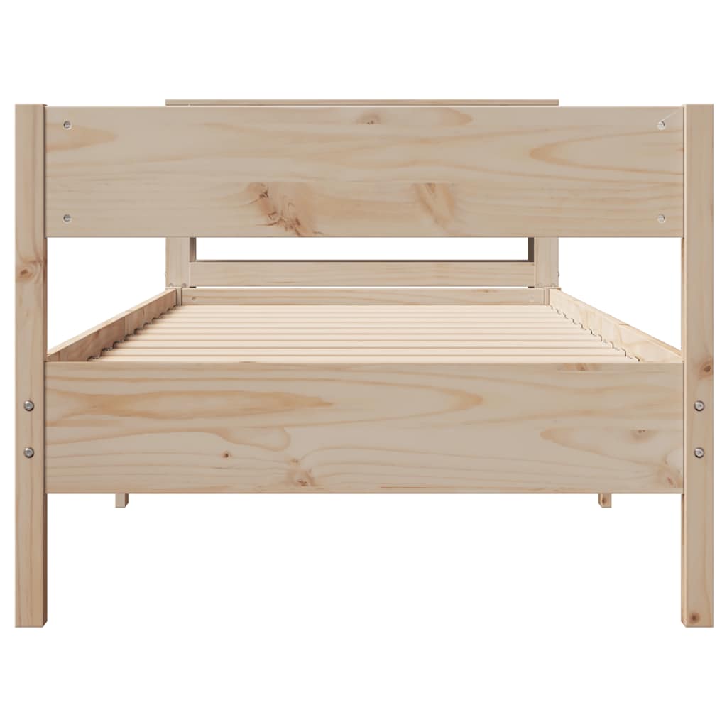 Bed Frame without Mattress Solid Wood Pine Length 190 cm Natural 75 cm