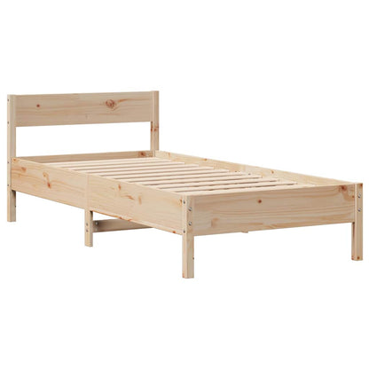 Bed Frame without Mattress Solid Wood Pine Length 190 cm Natural 75 cm