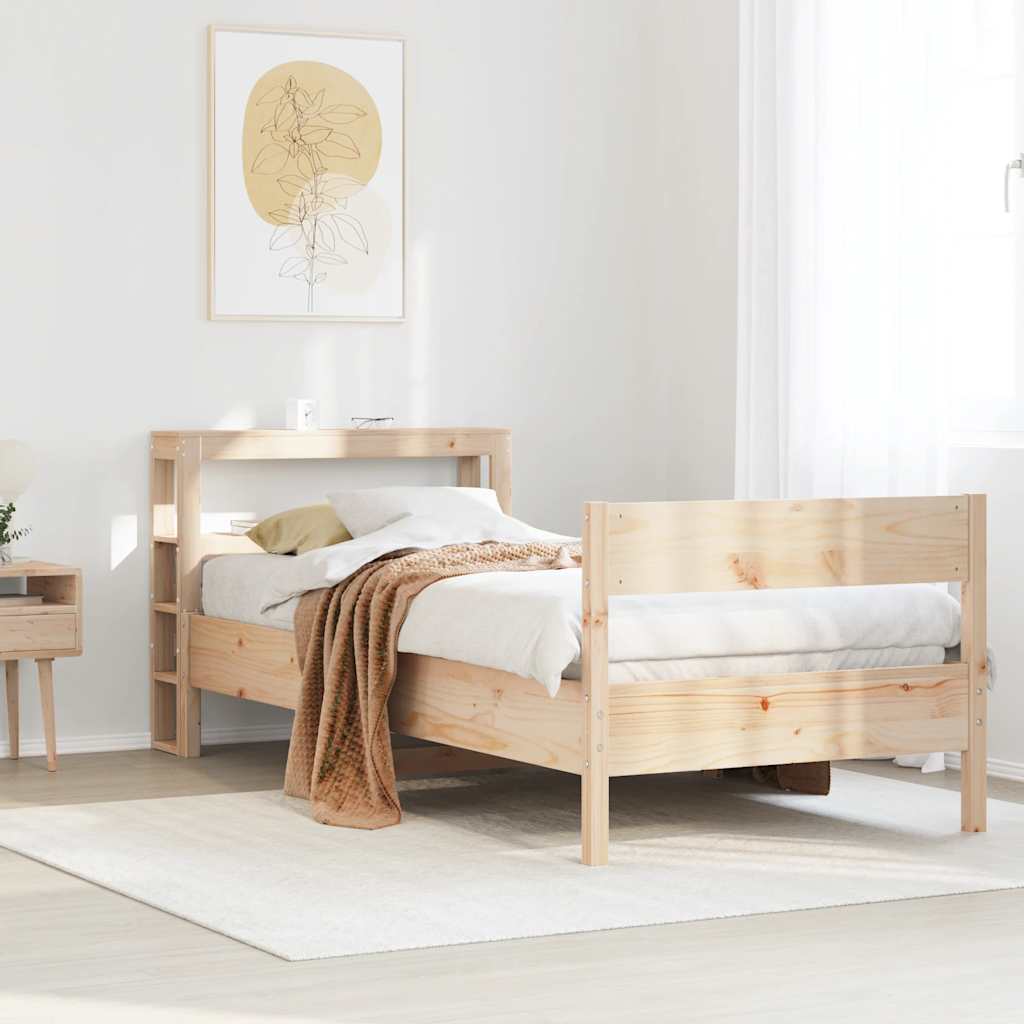 Bed Frame without Mattress Solid Wood Pine Length 190 cm Natural 75 cm