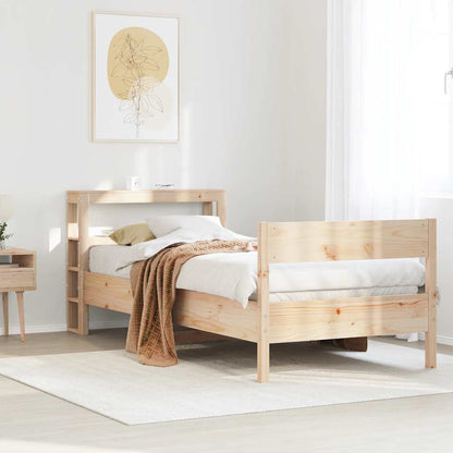 Bed Frame without Mattress Solid Wood Pine Length 190 cm Natural 75 cm