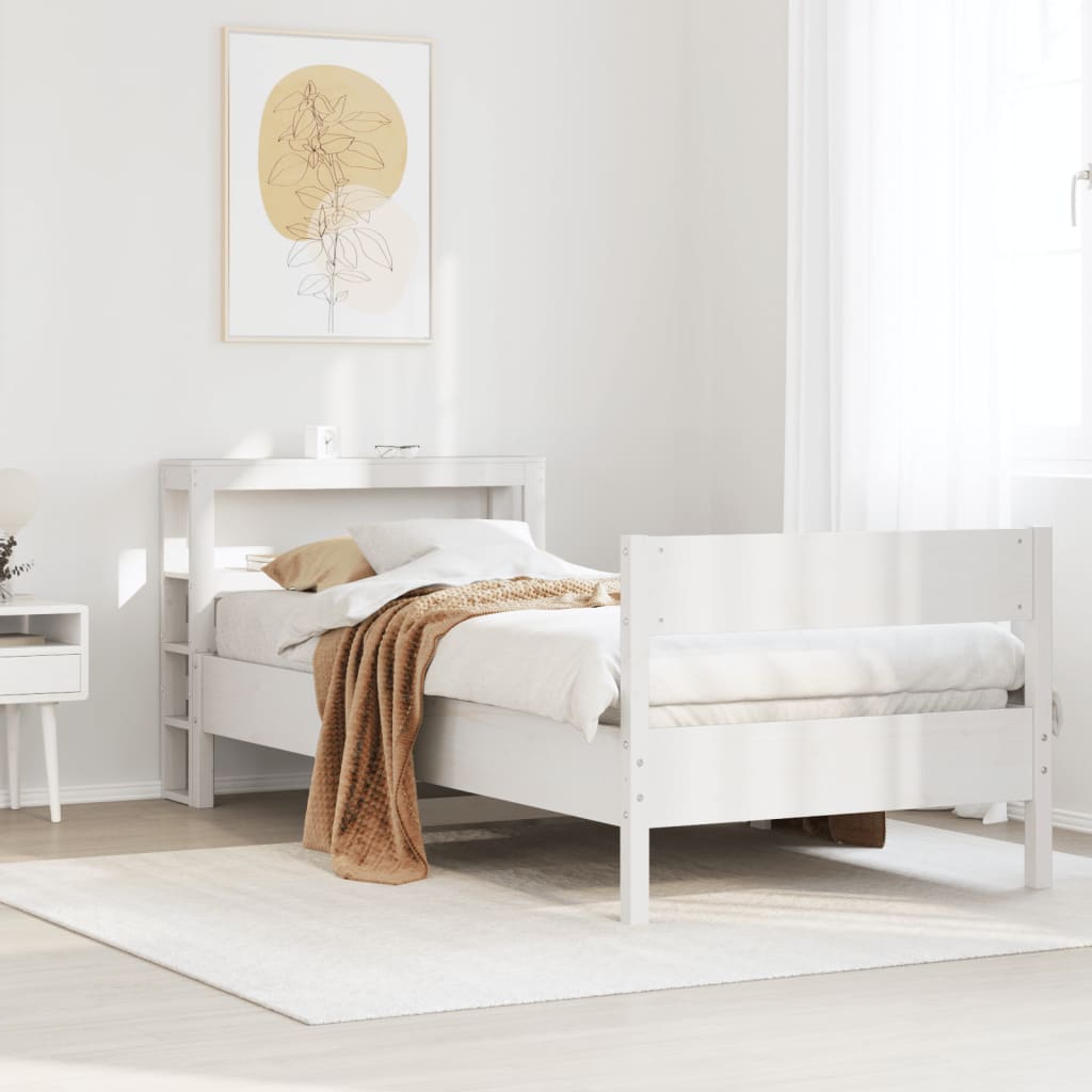 Bed Frame without Mattress Solid Wood Pine Length 190 cm White 75 cm