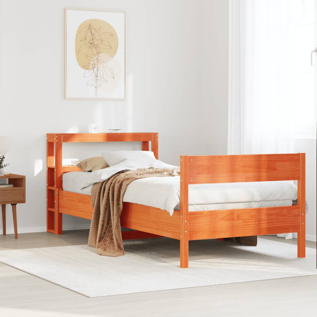 Bed Frame without Mattress Solid Wood Pine Length 190 cm Wax brown 75 cm