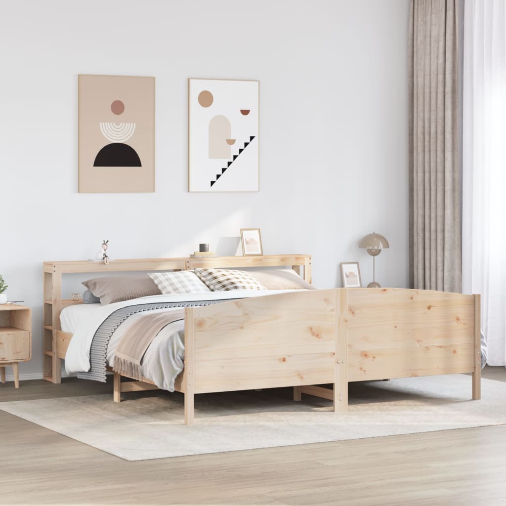 vidaXL Bed Frame without Mattress 180x200 cm Super King Solid Wood Pine 1