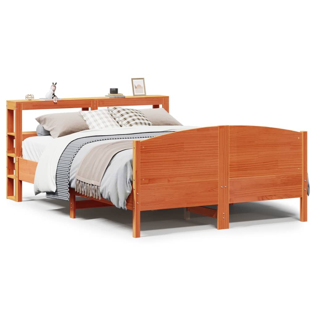 vidaXL Bed Frame without Mattress Wax Brown 140x200 cm Solid Wood Pine 2