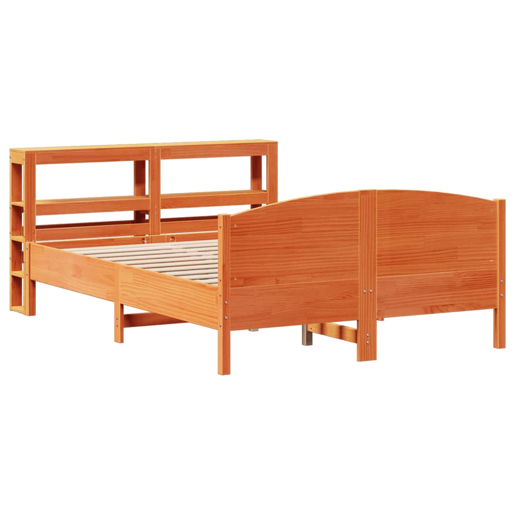 vidaXL Bed Frame without Mattress Wax Brown 140x200 cm Solid Wood Pine 3