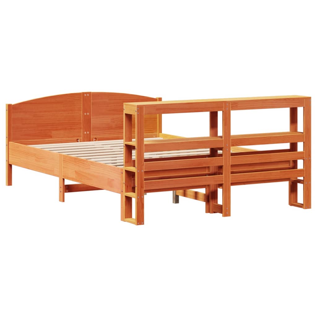 vidaXL Bed Frame without Mattress Wax Brown 140x200 cm Solid Wood Pine 6