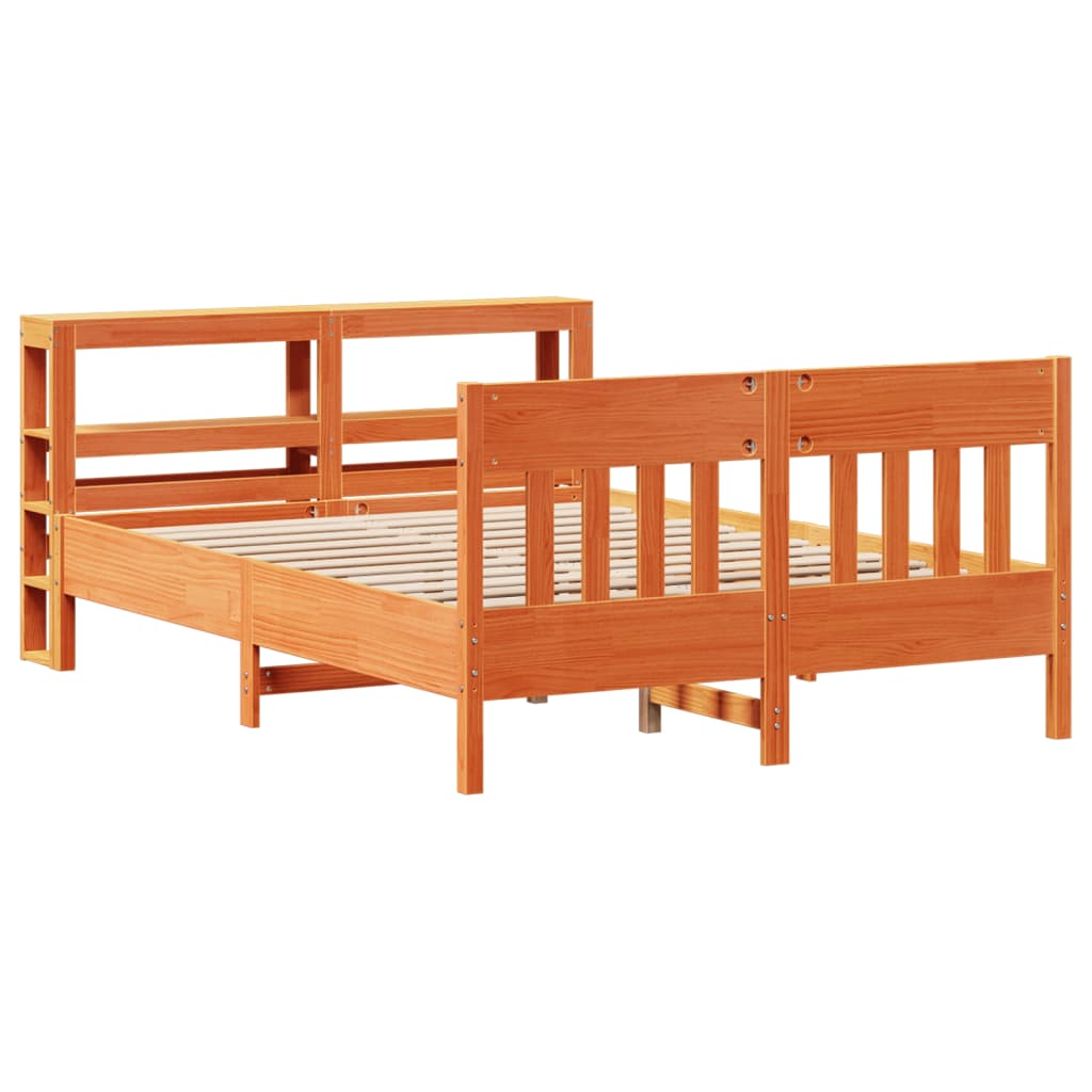 vidaXL Bed Frame without Mattress Wax Brown 160x200 cm Solid Wood Pine 3