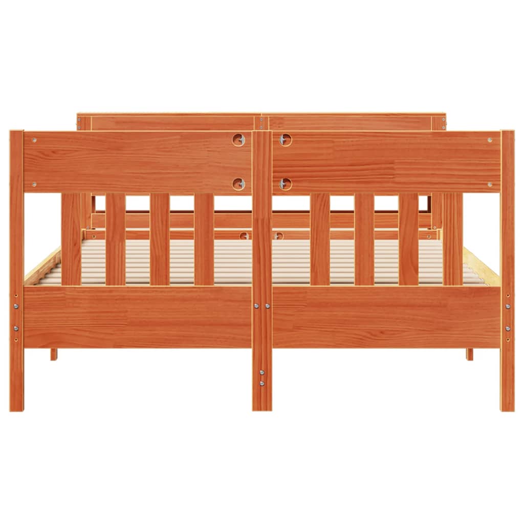 vidaXL Bed Frame without Mattress Wax Brown 160x200 cm Solid Wood Pine 4