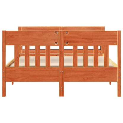vidaXL Bed Frame without Mattress Wax Brown 160x200 cm Solid Wood Pine 4