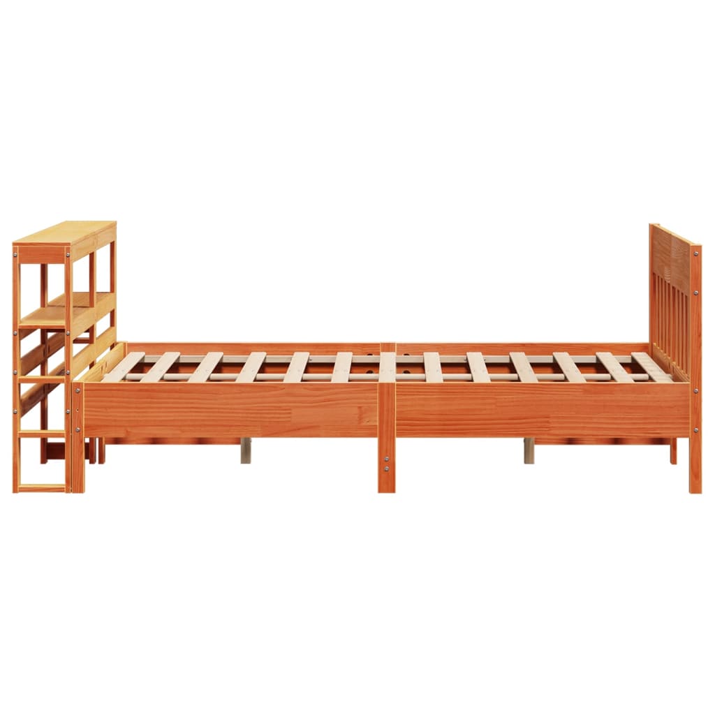 vidaXL Bed Frame without Mattress Wax Brown 160x200 cm Solid Wood Pine 5