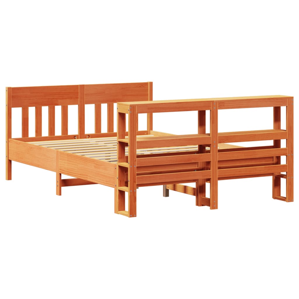 vidaXL Bed Frame without Mattress Wax Brown 160x200 cm Solid Wood Pine 6
