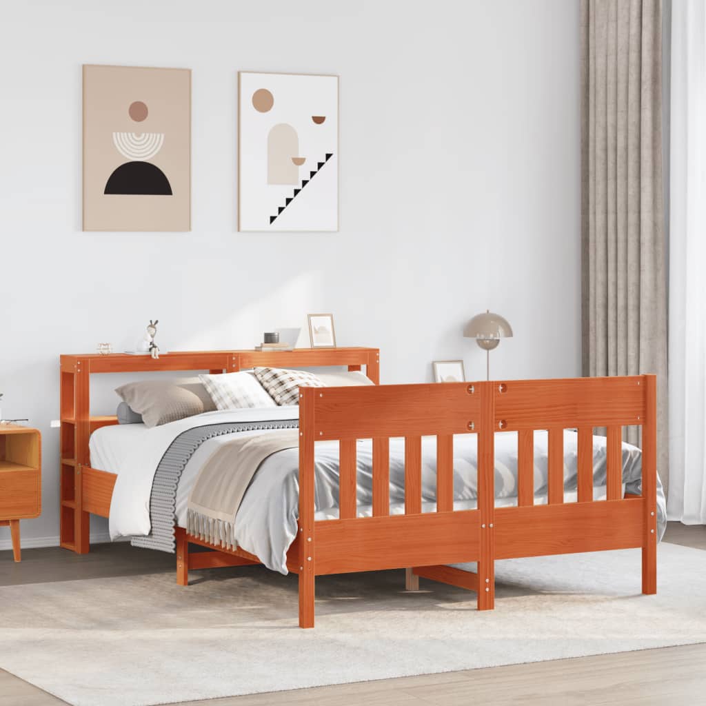 vidaXL Bed Frame without Mattress Wax Brown 160x200 cm Solid Wood Pine 1