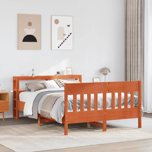 vidaXL Bed Frame without Mattress Wax Brown 160x200 cm Solid Wood Pine 1