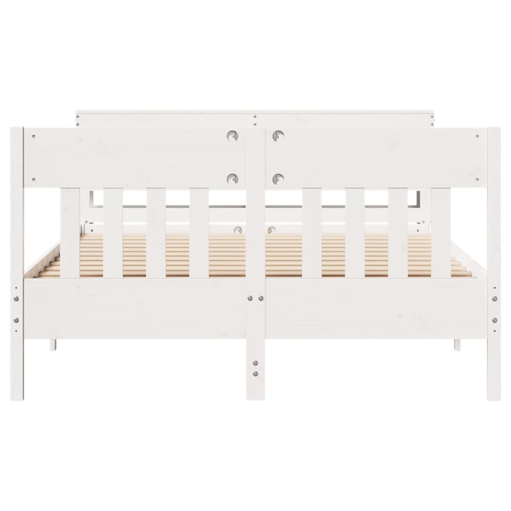 vidaXL Bed Frame without Mattress White 150x200 cm King Size Solid Wood Pine 4