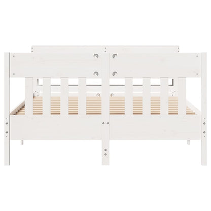 vidaXL Bed Frame without Mattress White 150x200 cm King Size Solid Wood Pine 4