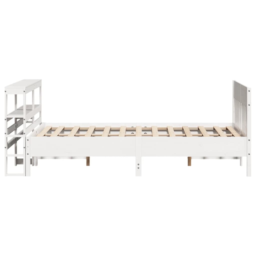 vidaXL Bed Frame without Mattress White 150x200 cm King Size Solid Wood Pine 5