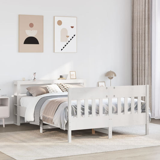 vidaXL Bed Frame without Mattress White 150x200 cm King Size Solid Wood Pine 1