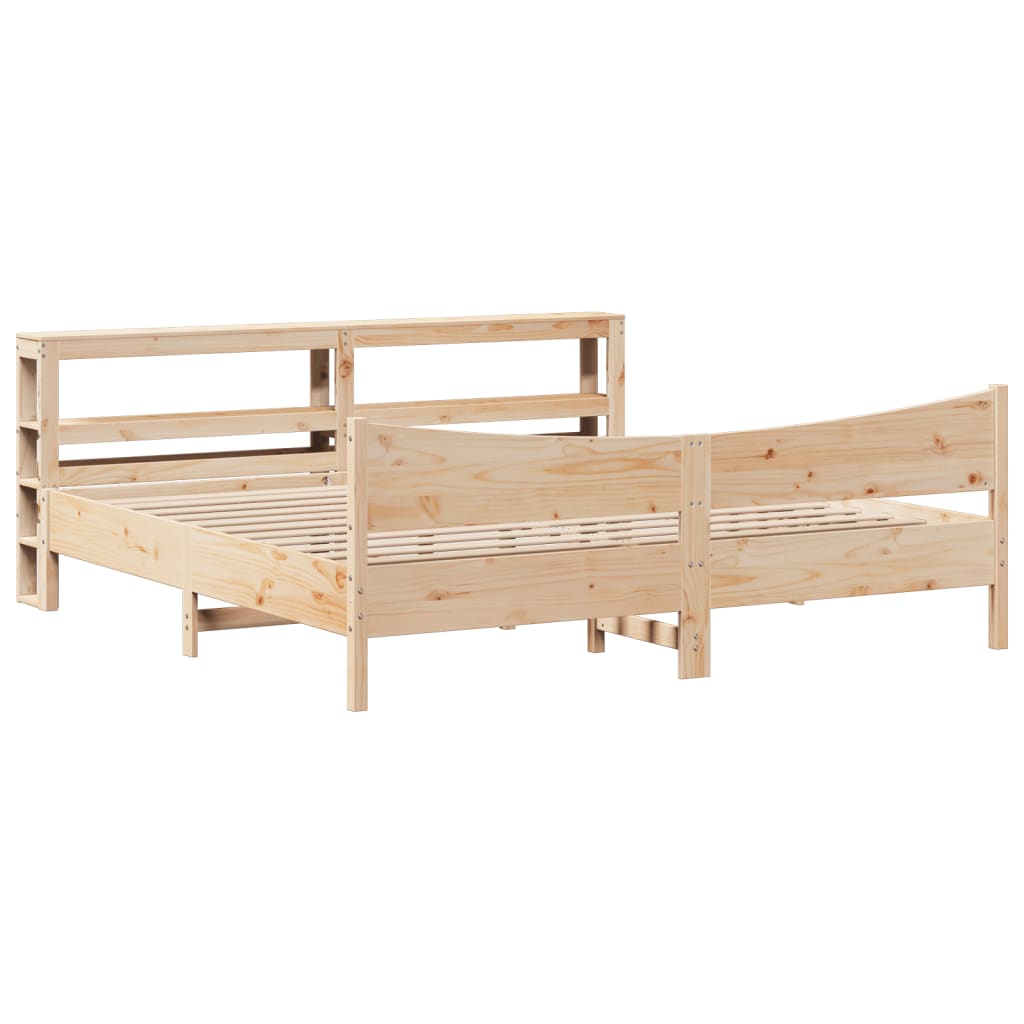 vidaXL Bed Frame with Headboard 200x200 cm Solid Wood Pine 2
