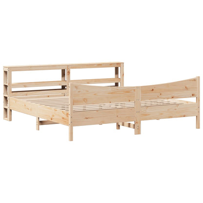 vidaXL Bed Frame with Headboard 200x200 cm Solid Wood Pine 2