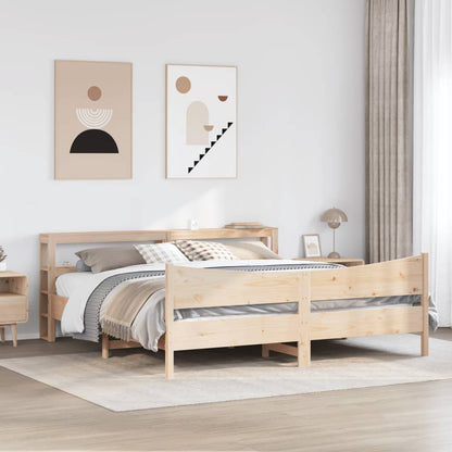 vidaXL Bed Frame with Headboard 200x200 cm Solid Wood Pine 3