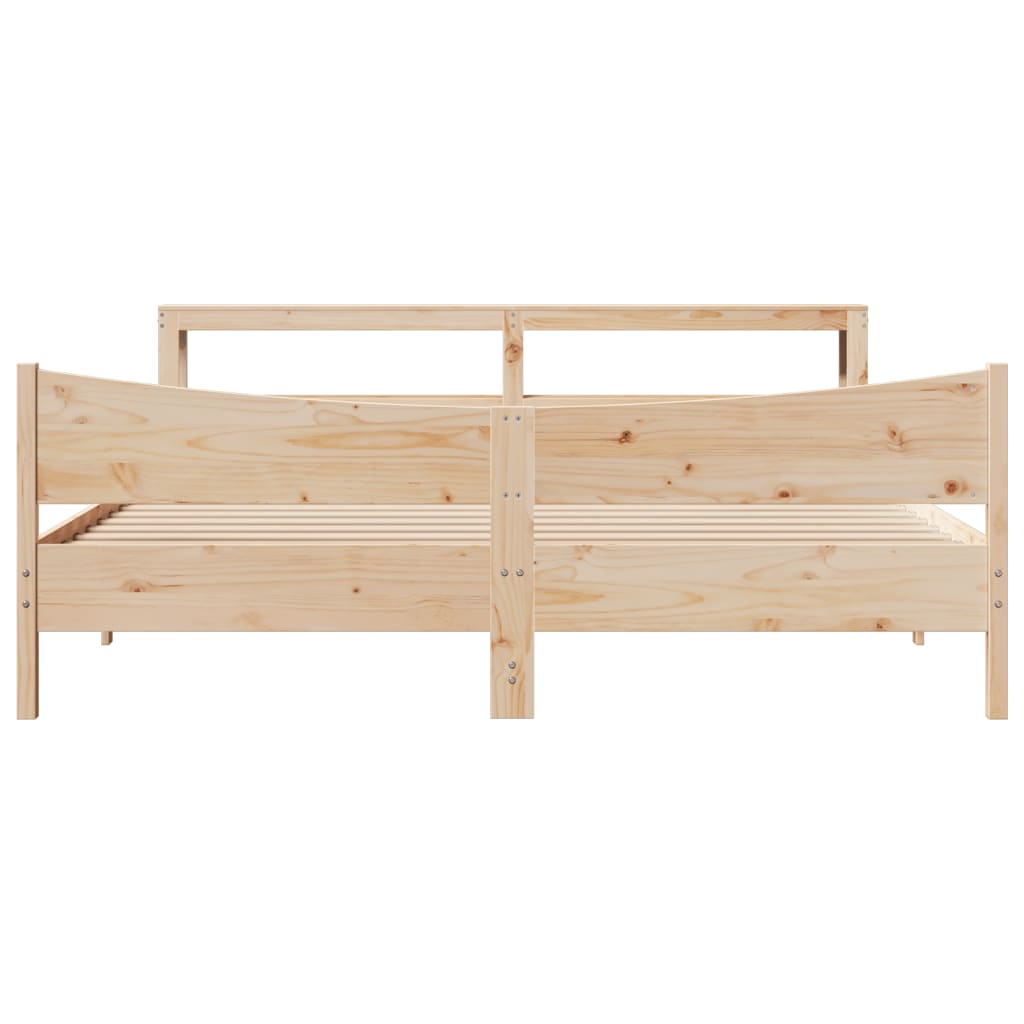 vidaXL Bed Frame with Headboard 200x200 cm Solid Wood Pine 4