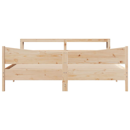 vidaXL Bed Frame with Headboard 200x200 cm Solid Wood Pine 4
