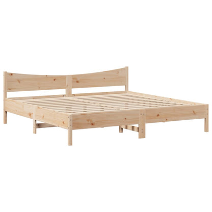 vidaXL Bed Frame with Headboard 200x200 cm Solid Wood Pine 5