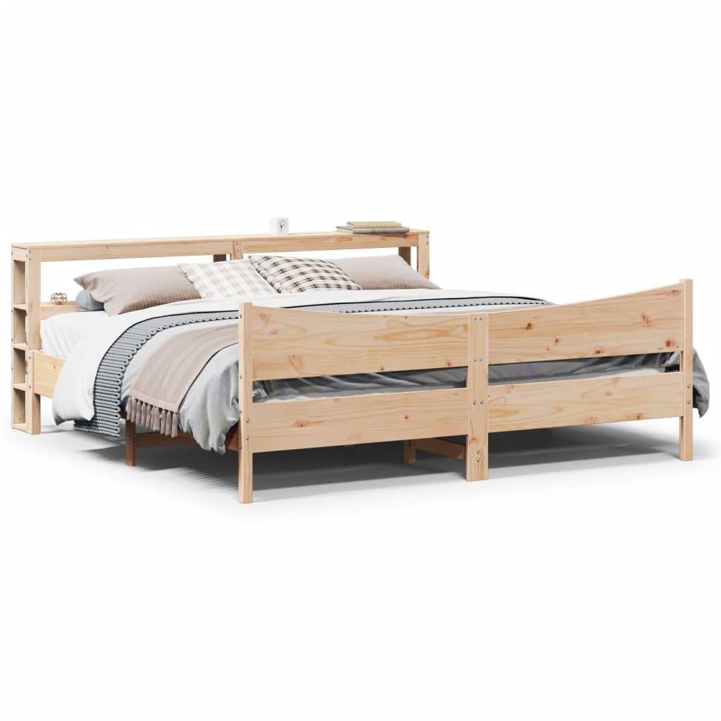vidaXL Bed Frame with Headboard 200x200 cm Solid Wood Pine 1