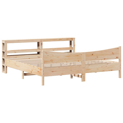 vidaXL Bed Frame with Headboard 180x200 cm Super King Solid Wood Pine 2