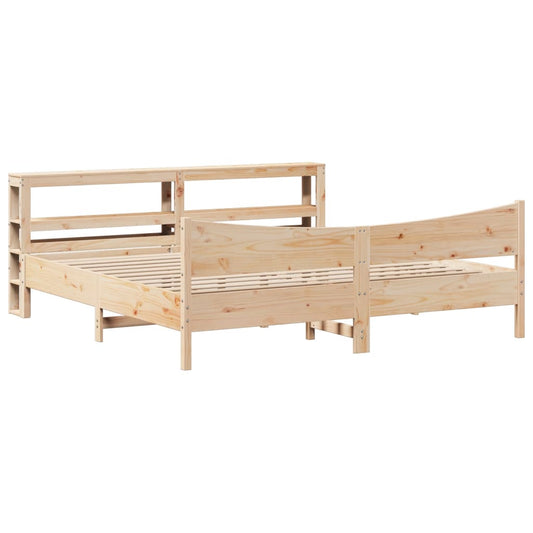 vidaXL Bed Frame with Headboard 180x200 cm Super King Solid Wood Pine 2