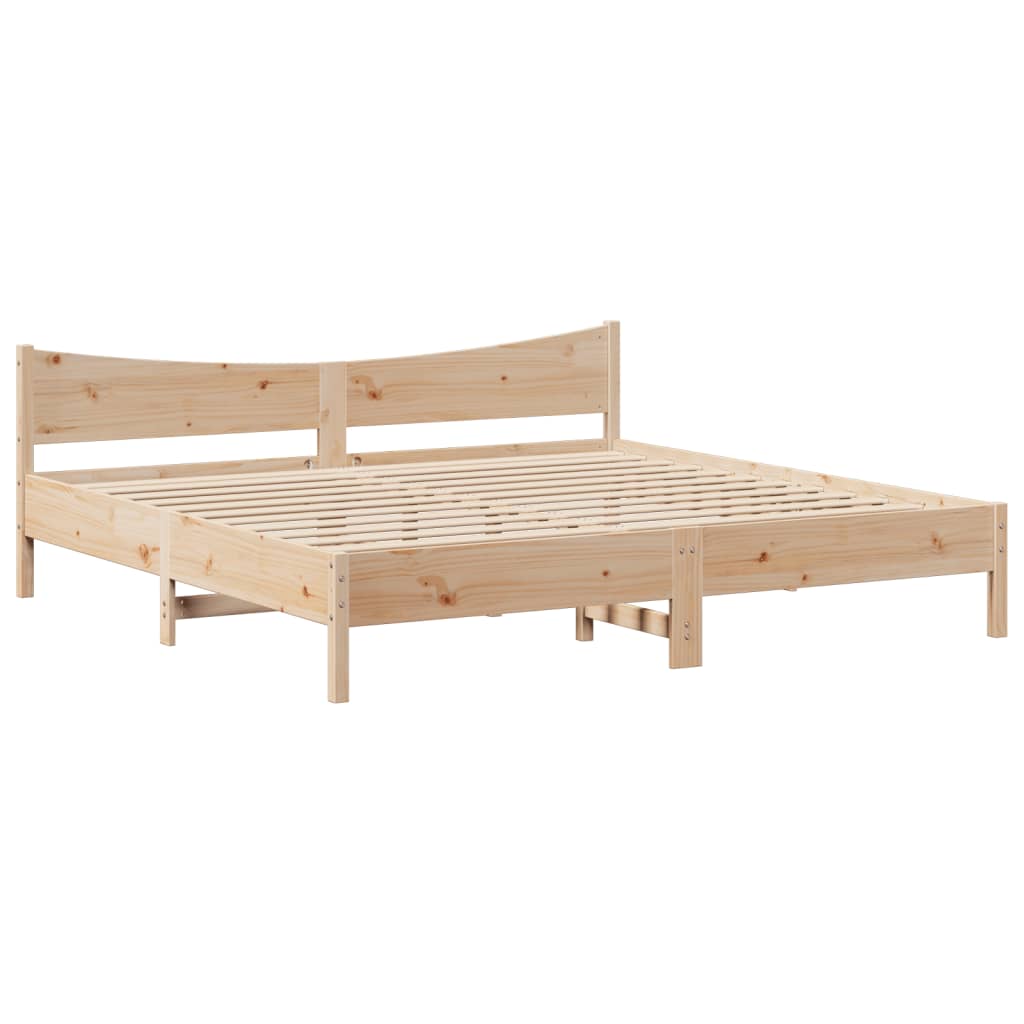 vidaXL Bed Frame with Headboard 180x200 cm Super King Solid Wood Pine 5