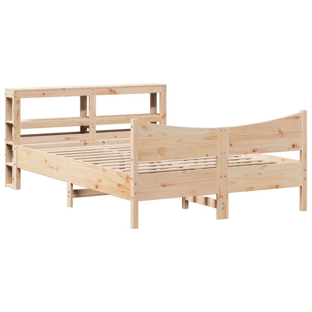 vidaXL Bed Frame with Headboard 160x200 cm Solid Wood Pine 2
