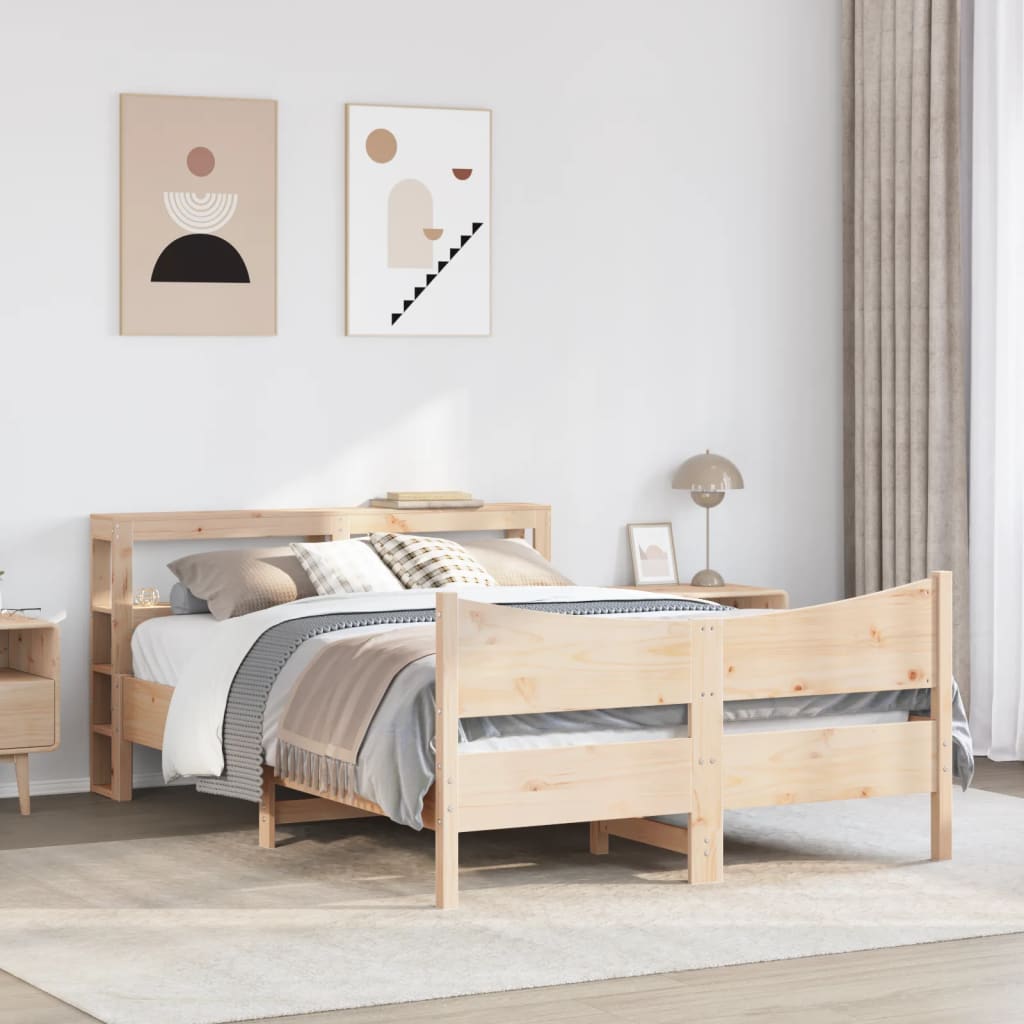 vidaXL Bed Frame with Headboard 160x200 cm Solid Wood Pine 3