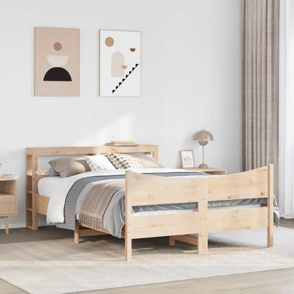 vidaXL Bed Frame with Headboard 160x200 cm Solid Wood Pine 3