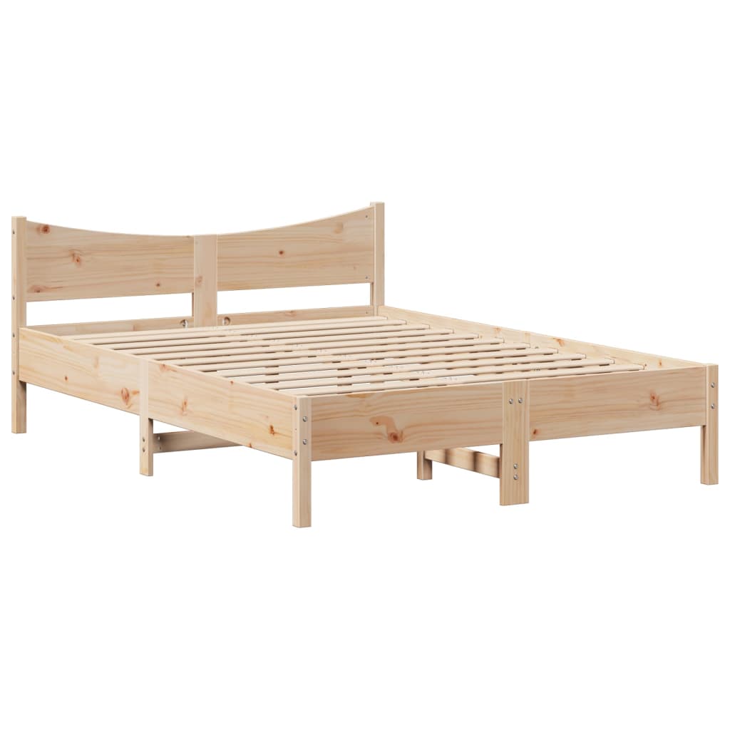 vidaXL Bed Frame with Headboard 160x200 cm Solid Wood Pine 5