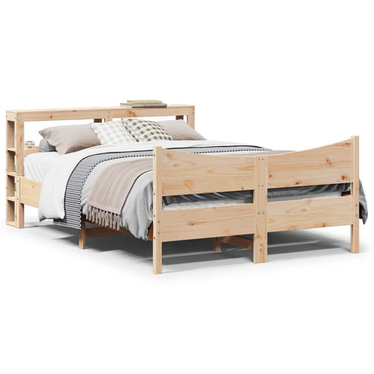vidaXL Bed Frame with Headboard 160x200 cm Solid Wood Pine 1