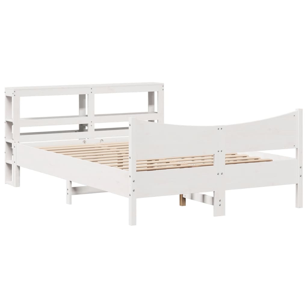 vidaXL Bed Frame with Headboard White 150x200 cm King Size Solid Wood Pine 2